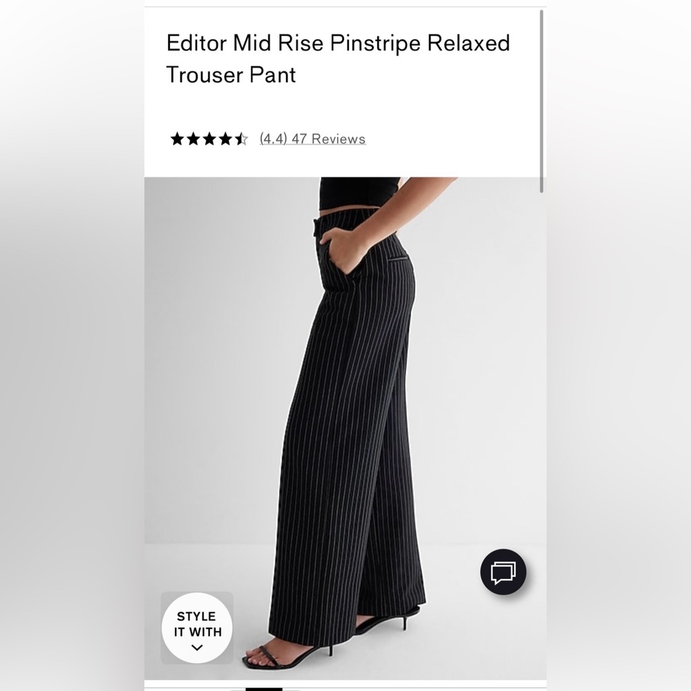 NEW Express Editor Mid Rise Pinstripe Relaxed
Trouser Pant - 2R